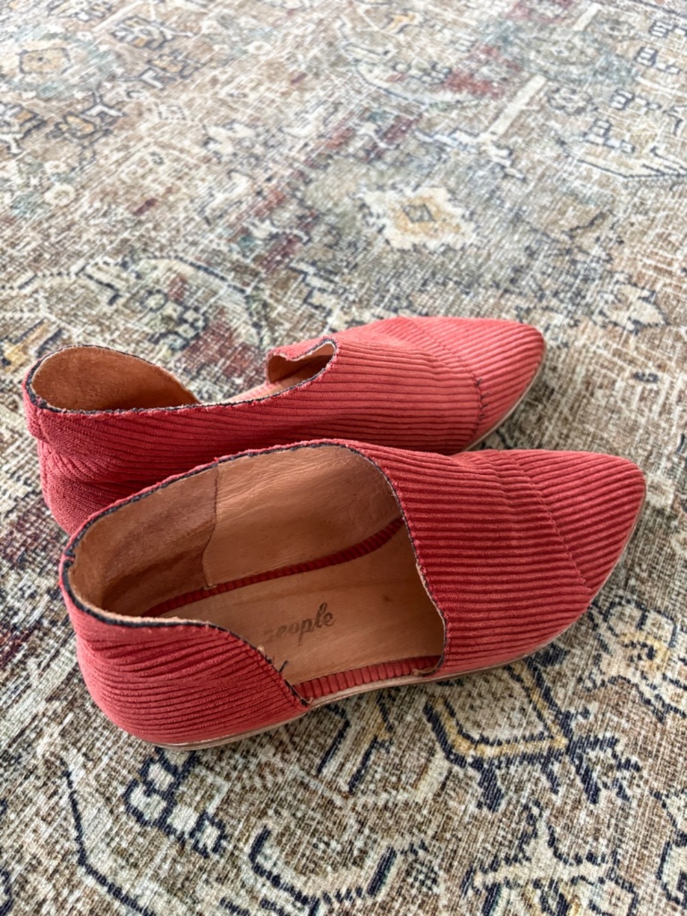 Free People Corduroy Slip-On Flats in Red